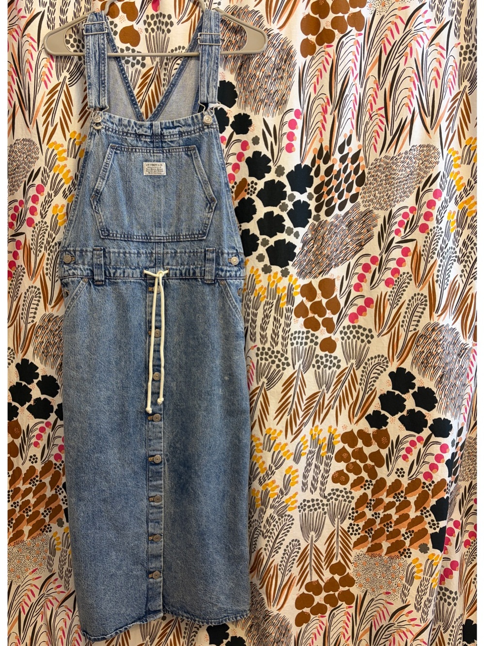 Levi’s Lexie Skirtall Denim Button-Front Overall Midi Dress - Light Blue - Picture 3 of 7